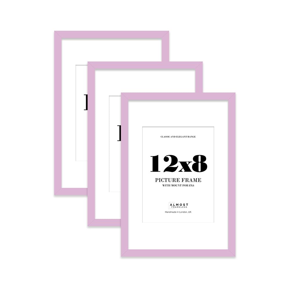 Lilac Picture Frame 12x8 With 8x6 Mount for Photos - Wall & Table Display, Landscape or Portrait, 3 Pack โ image 1
