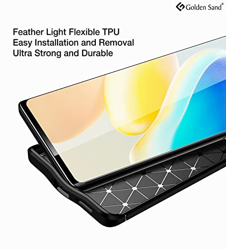 Image of Golden Sand Cover Vegan Leather Texture Series Shockproof Armor TPU Back Cover Case for Vivo X80, [Not for Vivo X80 Pro] Mobile Phone, Black