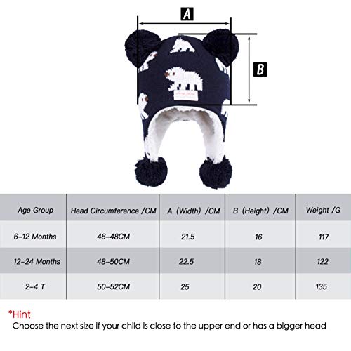 Image of Toddler Infant Winter Hat with Earflap Knit Warm Beanie Fleece Lined Hat for Baby Boys Girls
