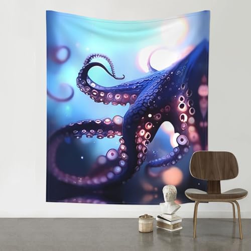 Tapisserie pour chambre à coucher motif pieuvres tenture murale