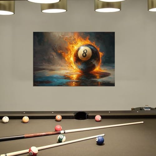 Games Home Wall Decor Pool Wall Art Billiards Paintings for Men Room Billiard Club Bar Billiard Room Gym Living Room Bedroom Prints Framed 24L" x 36W" - Image 3