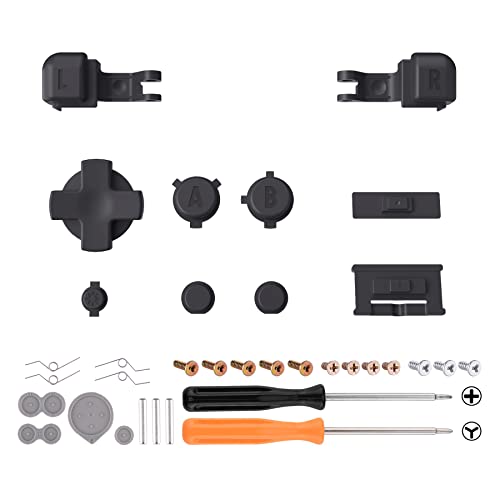 Image of eXtremeRate Dark Gray Custom Full Set Buttons for Gameboy Advance SP, Replacement A B L R Button Power On Off Volume Button D-pad Key for GBA SP Console - Console NOT Included