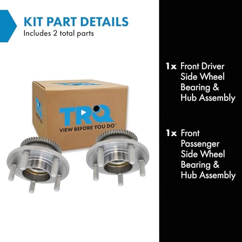 Image of TRQ Front Wheel Bearing and Hub Assembly Set 2 Piece Compatible with 2015-21 Ford Mustang EcoBoost 2015-21 Mustang GT Premium 2015-17 V6 EcoBoost Premium 2015 GT
