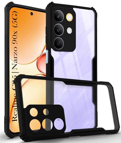 Image of Jkobi Hybrid Back Cover Case for Realme C85 5G | Realme Narzo 90x (Shockproof with Polycarbonate Clear Panel | Professional Black)