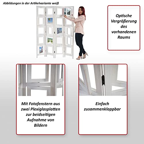Mendler Paravent Fotogalerie II, Raumteiler Trennwand Sichtschutz Foto-Paravent, 160x125cm - weiß