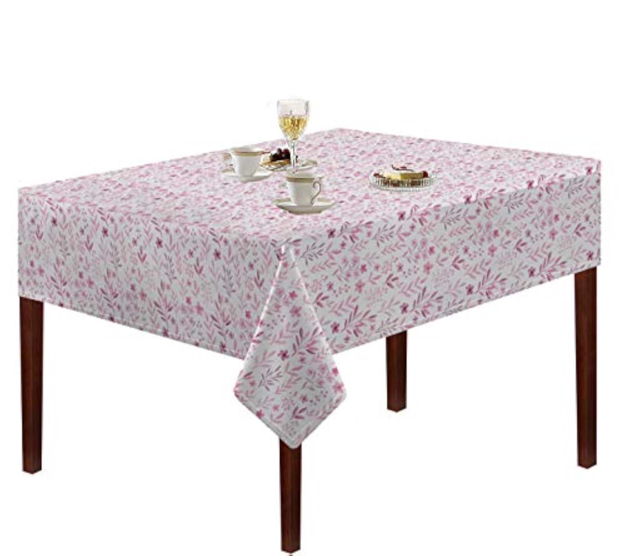 Hometex Cotton Leaf Lavender Table Cloth for 2 Seater