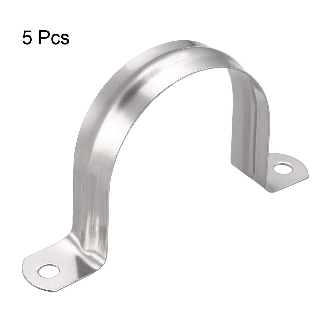 TA-VIGOR 5Pcs Rigid Pipe Straps, 60mm 2 Holes Stainless Steel Tension Tube Clip Clamp - Image 3