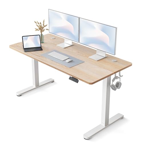 FEZIBO Schreibtisch Höhenverstellbar Elektrisch, 140 x 60 cm Stehschreibtisch mit Memory-Steuerung und Anti-Kollisions Technologie, Gefleckte Eichenholzfurnier Tischplatte FEZIBO Schreibtisch Höhenverstellbar Elektrisch, 140 x 60 cm Stehschreibtisch mit Memory-Steuerung und Anti-Kollisions Technologie, Gefleckte Eichenholzfurnier Tischplatte