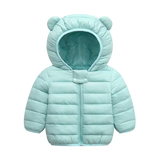 Abrigo Bebe Niña, Abrigos Plumifero Niño con Capucha Y Orejas, Chaqueta Bebé Invierno con Cremallera, Cazadora Niños Color Sólido, Ligero Ropa de Abrigo para Niño, Traje Plumas Cálido Infantil