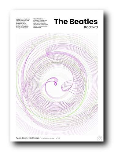 The Beatles – Blackbird – une affiche unique A3 avec ondes sonores imprimée par Elin Ohlsson - Les Beatles, Paul McCartney, John Lennon, RIngo Starr, George Harrison The Beatles – Blackbird – une affiche unique A3 avec ondes sonores imprimée par Elin Ohlsson – Image 3