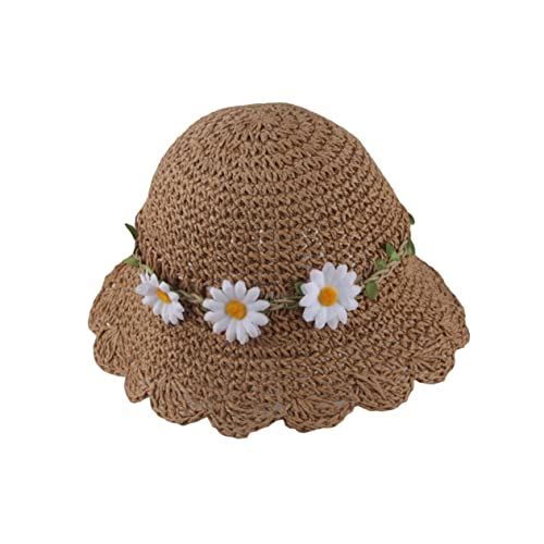 Healeved Sun Protection Hat Wide Brim Summer Beach Hat with Chrysanthemum Decoration for Outdoor Activities Suitable for Month Boy Girl Lightweight and Breathable Design