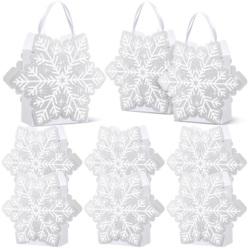 Kolldenn 12 Pcs Glitter Snowflake Bags