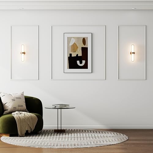 Pangda Peel and Stick Wall Molding Kit, 3D Premade Accent Molding Wainscoting Panel for Interior Wall Moulding Decor, Ready to Assemble Wainscoting Accent Panel(3 Set,21.65x43.3in+43.3x43.3in)