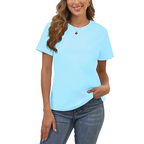 100% Cotton Soft Basic Crew Neck T Shirts for...