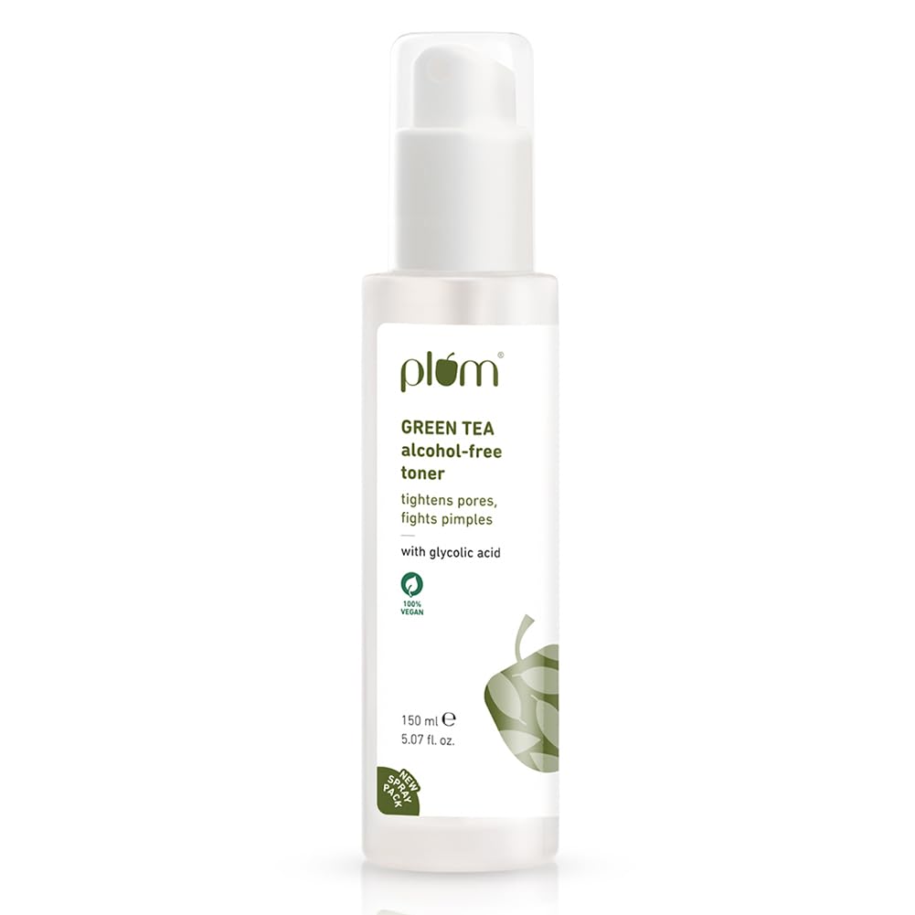 Plum Green Tea Face Toner For Oily, Acne-Prone Skin | With Glycolic Acid | Alcohol-Free | Fights Pimples | Tightens Pores | Controls Oil | Gently Exfoliates Dead Skin Cells | Women & Men | 150ml
