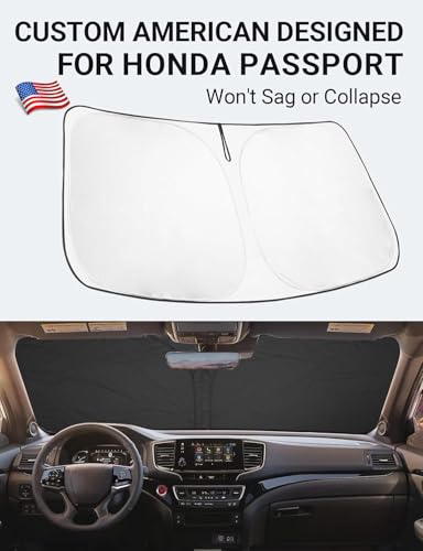 Image of Proadsy 2026 Upgrade Front Windshield Sun Shade Foldable Sunshade Protector Custom Fit 2019-2025 Passport, Sport, EX-L, Touring, Eliten, SUV Accessories
