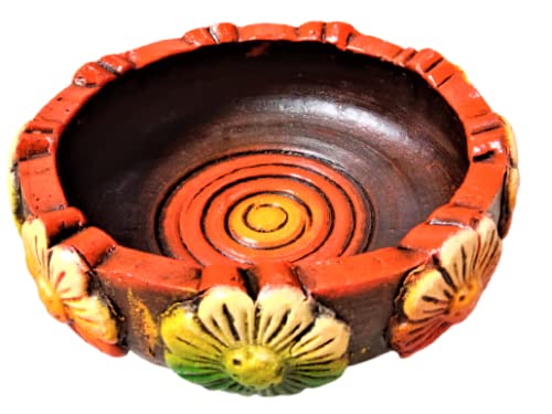 Turtuls Group Best Ceramic Terracotta Solid Decorative Urli Bowl (Multicolour- 13 inch) Unique Shape