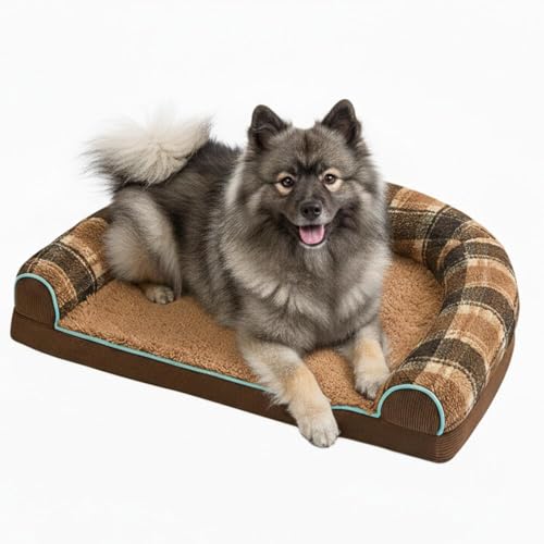 Lifetipsキースホンド(Keeshond)U型 ペットベッド 犬 猫 クッション ソファ 丸洗い可 滑り止め 保温 四季対応 小型犬 中型犬 大型犬 多頭飼い 快適 枕付き 軽量 カバー取り外し インテリアに馴染む 圧縮梱包 極厚 やわらか 防汚 通