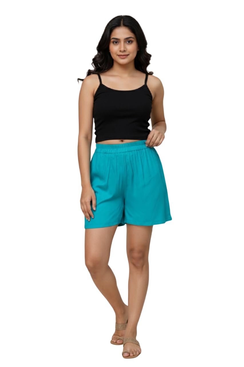 Fnj Women Cotton Casual Shorts for Women | Running, Gym, Sports, Nightwear Soft Breathable Fabric | Elastic Waist | S to 2XL-picture-31