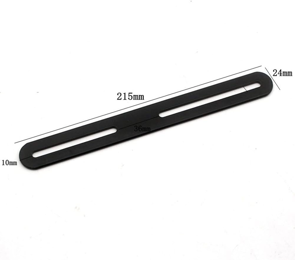 4-Pack Stainless Steel Flat Connector Plates with Slotted Holes, 215x24x2.8mm Adjustable Mending Brackets for Wood Furniture Repair and Reinforcement, Black