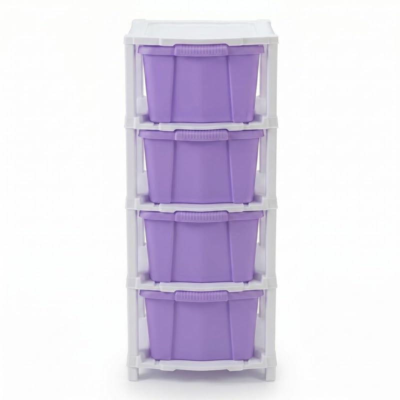 Image of Kavira Plastic Drawer Storage Tower - Space Organizer|Purple,4 Layer