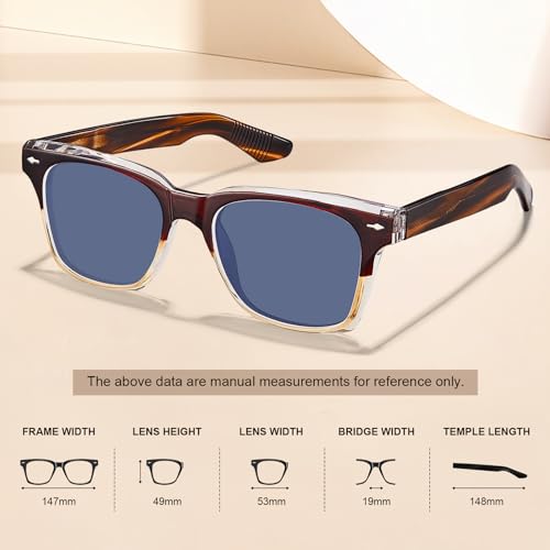 CARFIA Retro Polarized Sunglasses For Men UV400 Protection Square Arrow Rivet Trendy Classic Thick Shades4