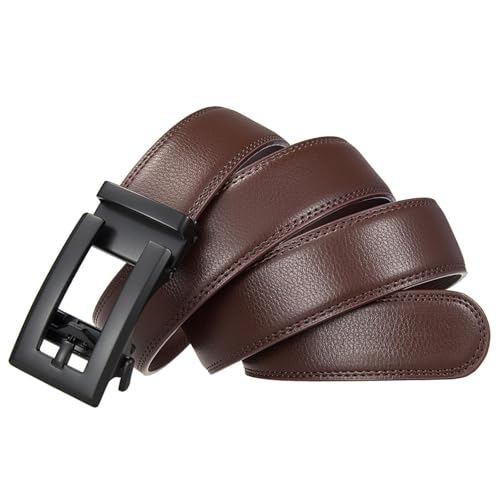 Men's Ratchet Fashion Genuine Leather Belt for Men Jeans Holeless Automatic Buckle3