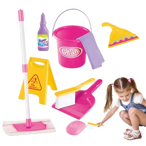Juego de Limpieza para niños, Juego de rol, Juguetes de Limpieza de , Incluye Escoba, recogedor, fregona, Cepillo, Plumero, Trapo y Soporte Organizador