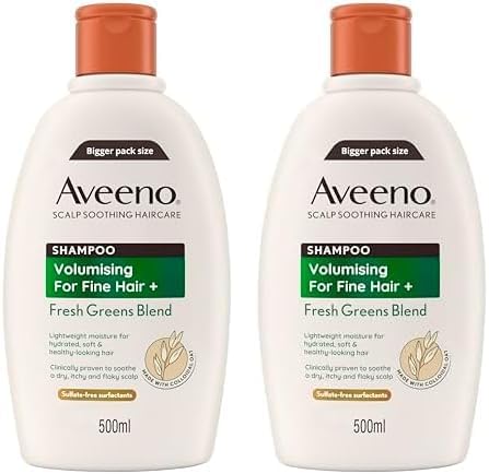 Aveeno Haircare Volumising Fresh Greens Blend Shampoo, 500ml (Pack of 2)