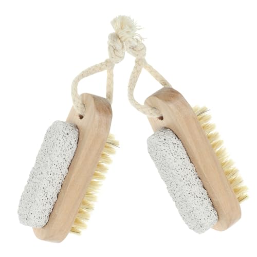 CIYODO 2 Stück Duschbürsten Mit Bimsstein 9,5x4cm Und Schweinehaar Doppelseitige Fußbürsten Für Sanftes Peeling Und Reinigung Ergonomisch Geformt Für Fuß Und Körperpflege Unter Dusche