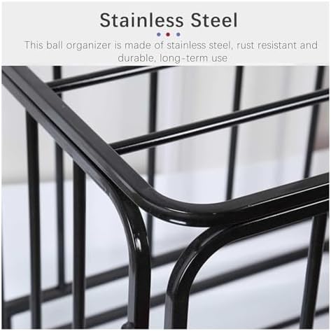 Heavy Duty Rolling Sports Ball Storage Cart - Collapsible Basketball, Football, Volleyball Equipment Rack - Stackable Stainless Steel Ball Cage for Easy Organization