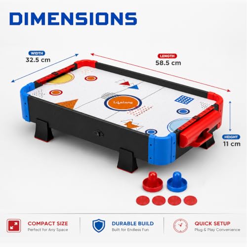 Image of Lifelong Cuppy Air Hockey Table for Kids | Electric Powered with 2 Strikers & 4 Pucks | Plug & Play Durable Board with Air Vents &12V Motor | BIS Certified Indoor & Outdoor Fun Game