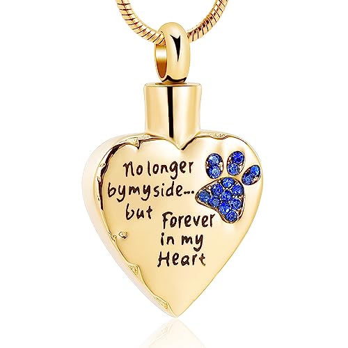 VCCWYQK Urn Necklace for Ashes Personalized Urn Pendant Heart Necklace Pets Paw Print Keepsake Waterproof Memorial Gifts for Dogs