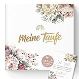 Meine Taufe Gästebuch zum Selbstgestalten - Erinnerungsbuch für Mädchen & Junge - Taufgeschenk & Taufalbum 72 Seiten ohne Fragen für Glückwünsche und Fotos (Meine Taufe/Pfingstrosen, 21x21cm)