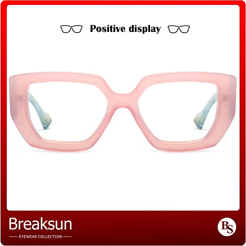 Image of Breaksun Thick Frame Blue Light Glasses for Women Men Fashion Oversized Square Computer Gaming Eyeglasses