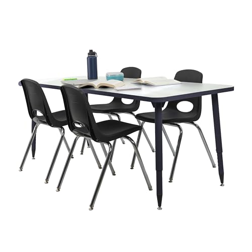 Image of Adapte Commercial Dry-Erase Classroom Activity Table - 30 inch x 72 inch Rectangle Whiteboard, ADA Compliant Tapered Legs, Glides & Casters Adjustable Height 22-34 inch Wheelchair Accessible, School Furniture