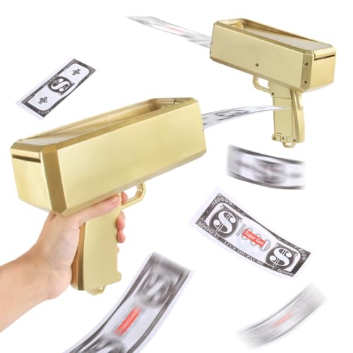 SGZIOO Money Gun Shooter with 100 Pcs Fake Money Prop Money and Fake Guns Handheld Cash Gun Paper Playing Dispenser Prop Guns for Party Pretend Play Toy Guns Wedding Party Games