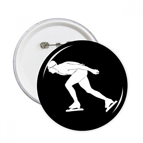 Patinage d'hiver badge noir pour style urbain sur veste de sport et sac à dos, boutons ronds 5pcs