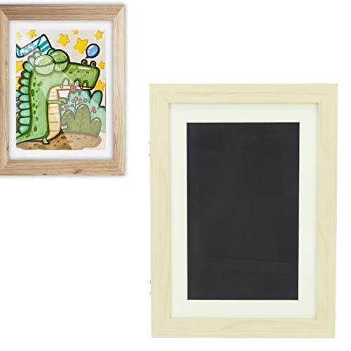 GOWENIC Kids Artwork Frames, Magnetic Front Opening, Horizontal and Vertical Display, Wall Display for Artworks, Crafts, Photos, Great for Kids Drawings, Children Art Projects, Schoolwork (Wood)