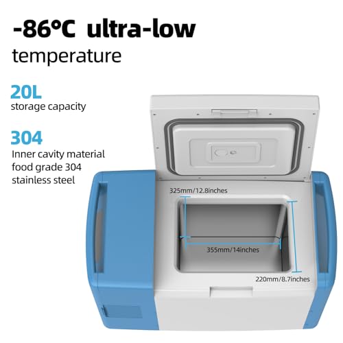 -86°C Ultra Low Temperature Freezer, 0.8 cu ft (20L) Cryogenic Freezer for Laboratory Sample Storage, Ultra Low Temp Refrigerators with Thermostatic Alarm System - Thumbnail 3