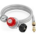 NUPICK 6FT 0-30 PSI Adjustable High Pressure Propane Regulator with 0~60PSI Gauge Gas Flow Indicator?Propane Regulator with Hose for LP Gas Cooker, Burner, Turkey Fryer, Smoker