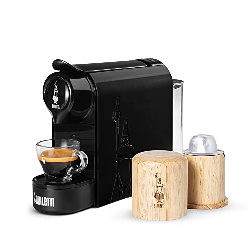 Bialetti Gioia, Macchina da Caffè Espresso per Capsule in Alluminio sistema Caffè d'Italia, Supercompatta, Nero + Apri Capsule, Compatibile con Capsule Alluminio