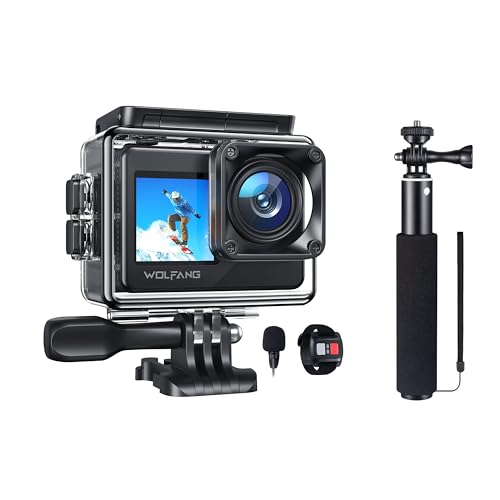 Caméra Sport GA120 WOLFANG 4K Évitez les Vidéos Floues grâce au Selfie Stick