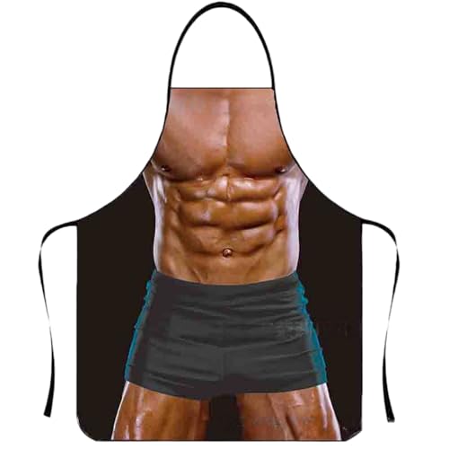 MUNSKT Kochschürze Lustig,Sexy Kochschürze für Männer,Lustige Muskel, Schürze Wasserdichte für Party Costume Grill (Flache Unterhose)