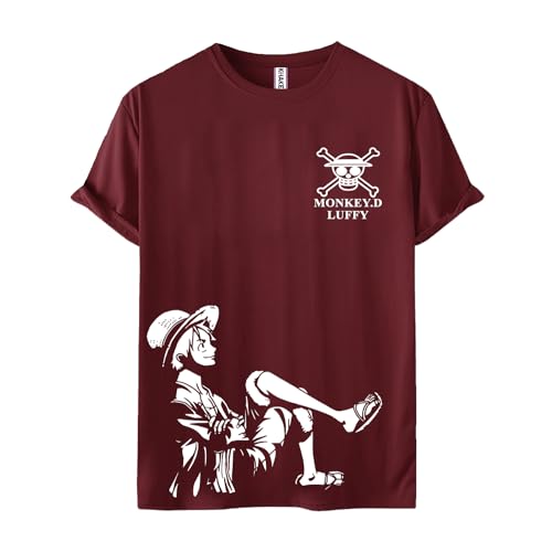 Image of Khakey Anime T-Shirt for Men | One Piece Luffy T-Shirt