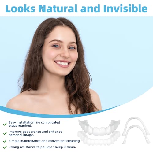 Snap on Veneers, Temporary Veneers Kit for Women and Men, Tooth Replacement Kit, Nature and Comfortable