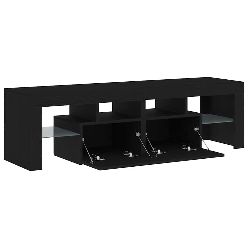 vidaXL Szafka pod TV z oświetleniem LED, czarny dąb, 140x36,5x40 cm