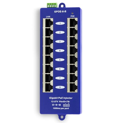 Injecteur PoE 24V 8 ports Gigabit élimine les blocs électriques Ubiquiti Mikrotik