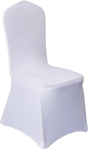 Wexninaz Fundas para silla, 50 unidades, color blanco, lavables, extraíbles, universales, para bodas, fiestas, comedor, banquetes, poliéster y
