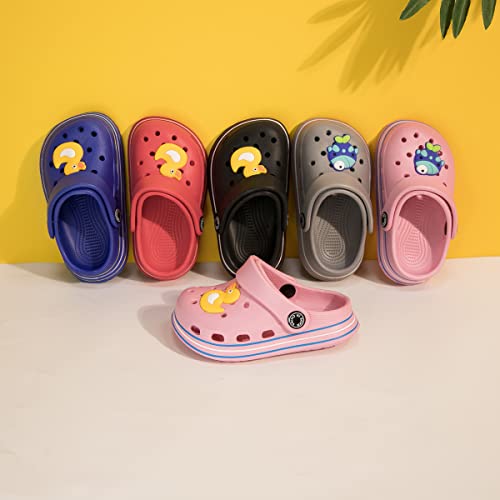 Child Classic Clogs Slip On Cartoon Non-Slip Soft Bottom Sandals For Kids Baby Beach Pool Shower Slippers Cute Mules(6.5 Toddler,Black) #TOP3
